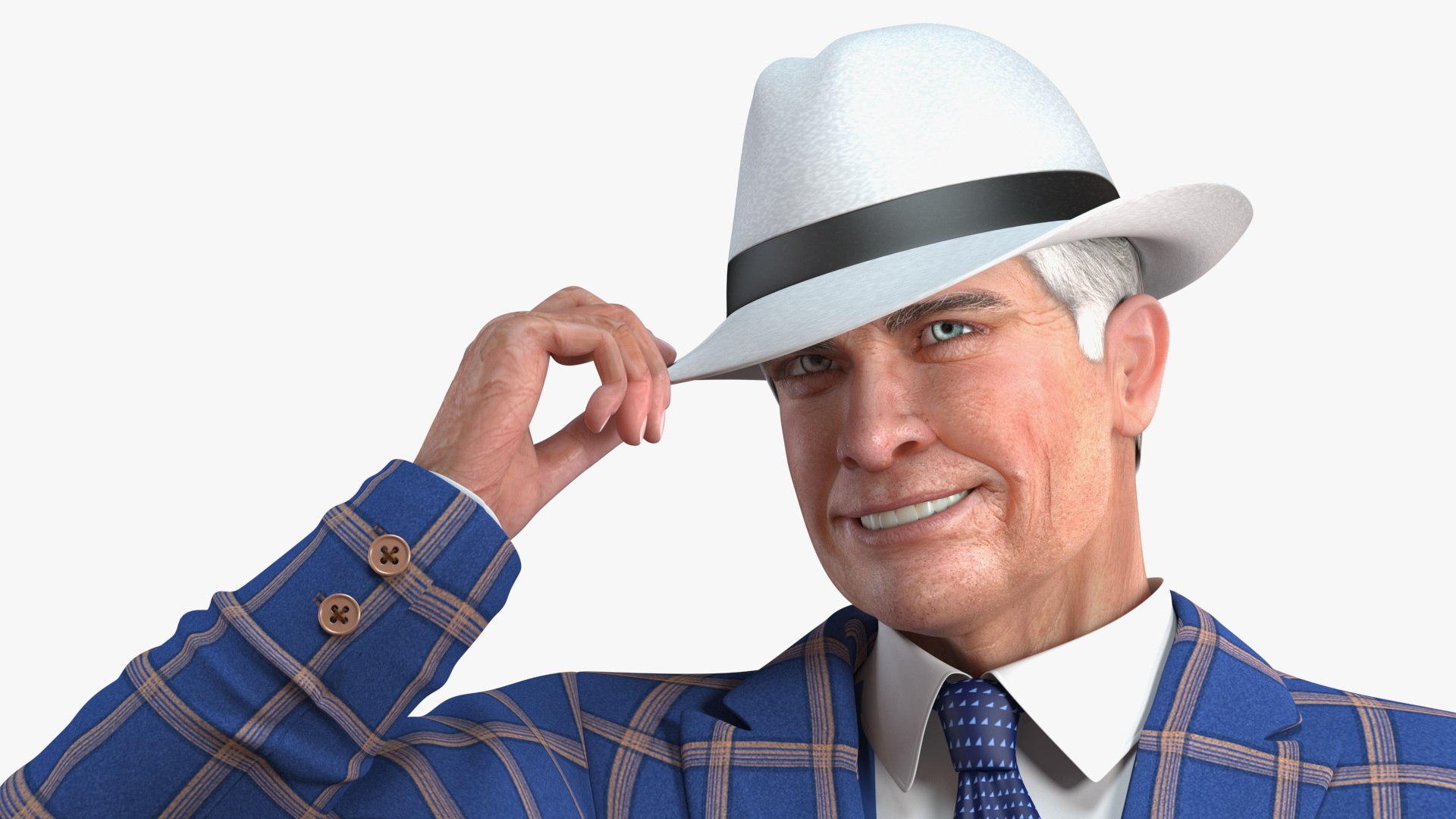 Elderly Man Leisure Suit Rigged for Cinema 4D 3D model preview