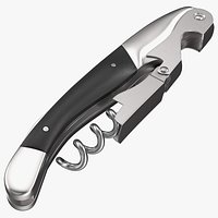 Waiters Corkscrew Black Wood Handle Fold
