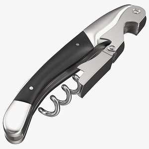 Waiters Corkscrew Black Wood Handle Fold