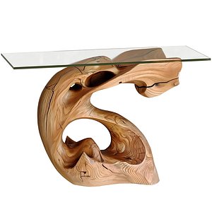 3D Solid Rustic Sculptural wooden side coffee table console eco 3D model