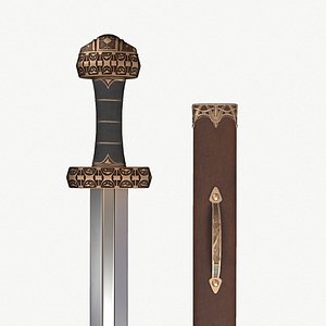 Viking Sword Complete with Sheath - PBR Low-Poly Model 3D model
