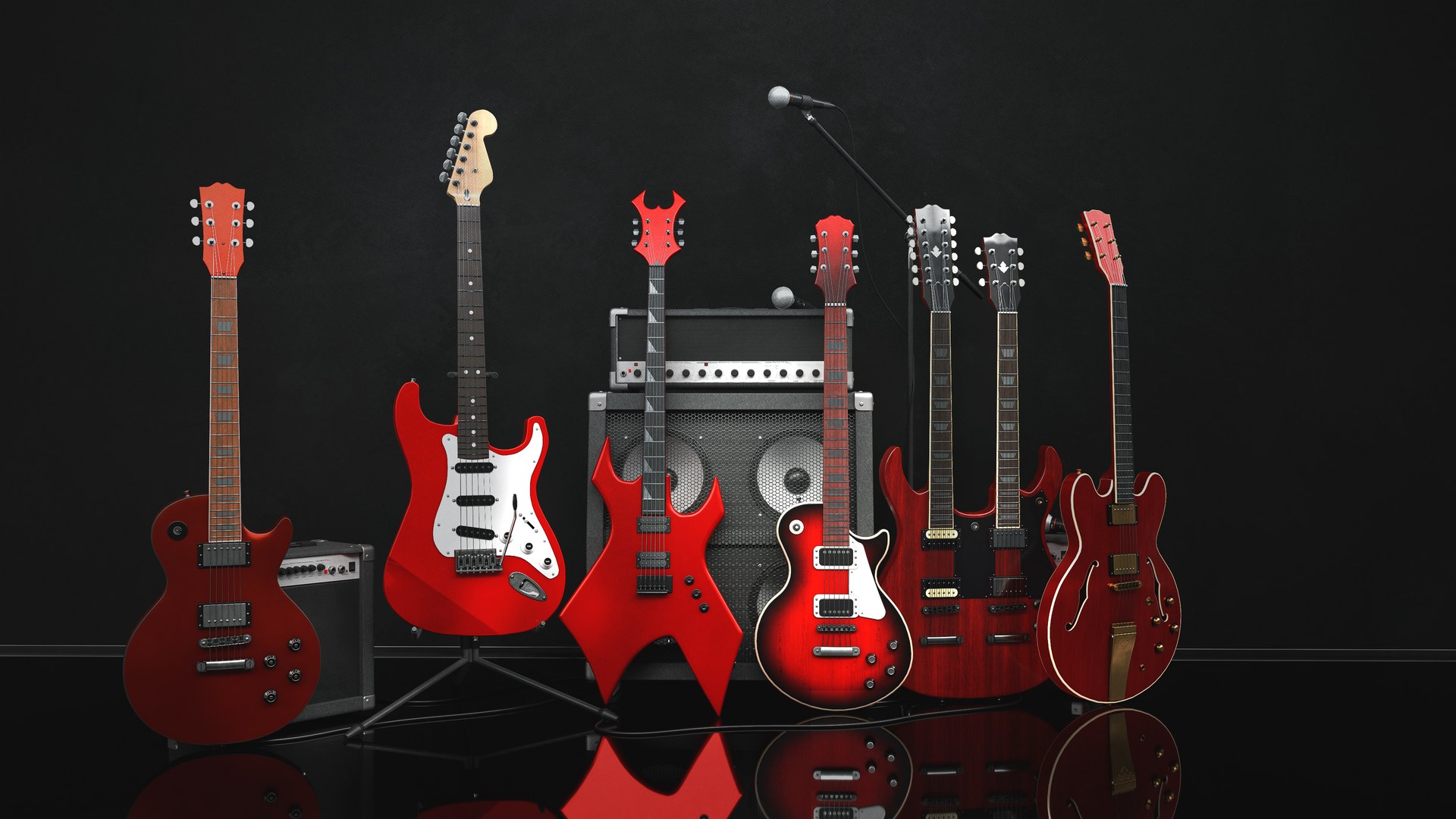 3D model Red Electric Guitar Collection - TurboSquid 1895242