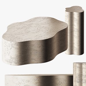 Fleur Faux Travertine Resin Coffee Side Table Crate Barrel model