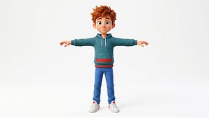 3D Stylized Cartoon Boy Character Rigged  Animated Game Ready Kid Avatar model