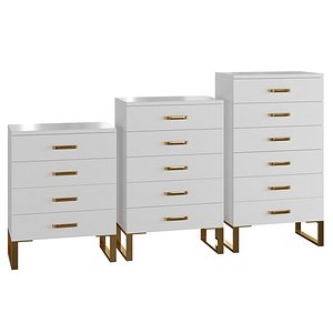 3D Homary Modern Cabinet White Cabinet Storage Cabinet with Storage Cabinet with Gold Legs model