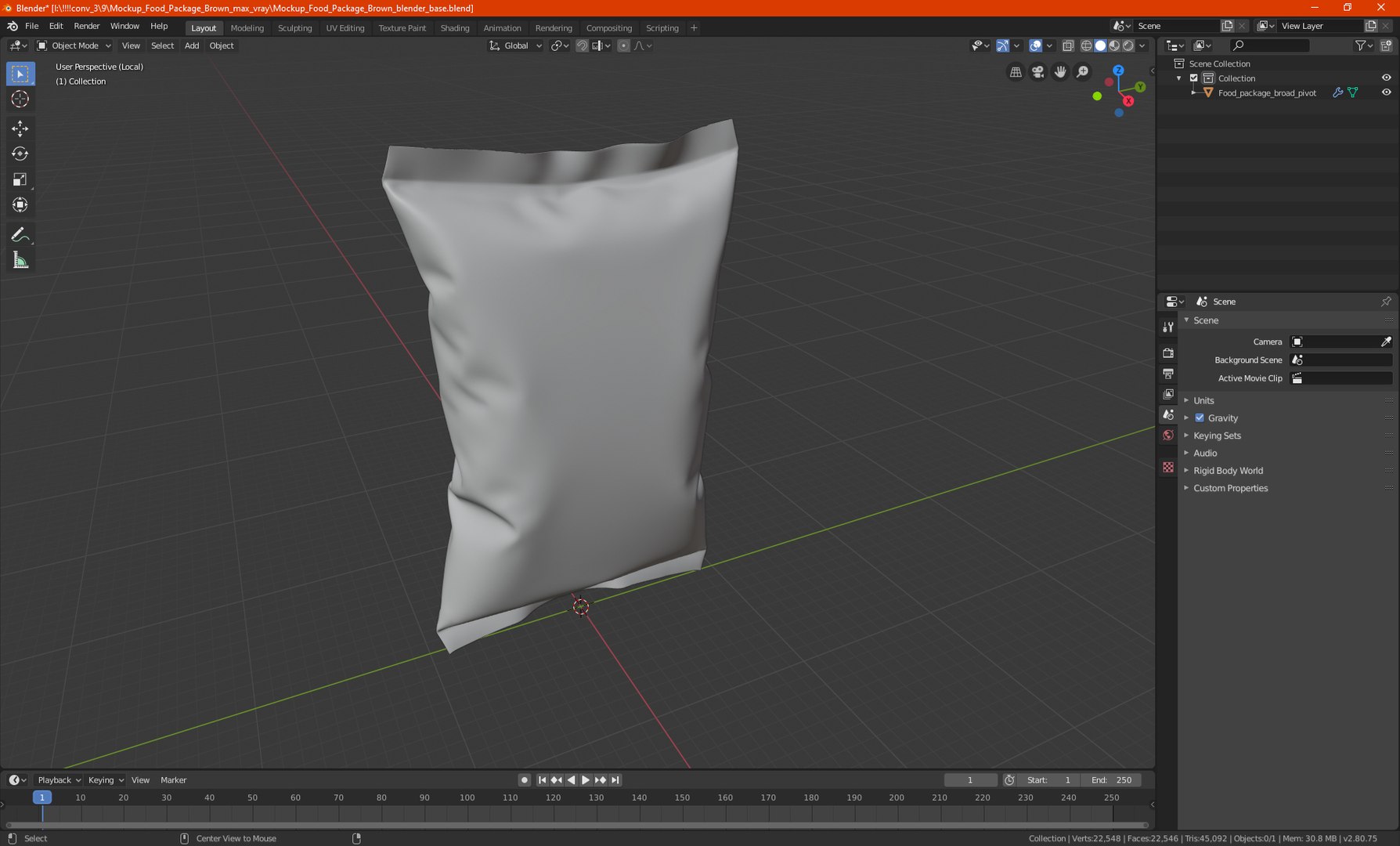 Mockup Food Package Green 3D model preview