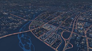 Night view of urban architectural blocks Animation