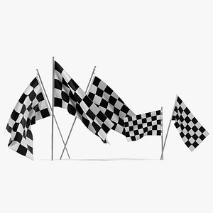 Racing Flags 3D Models Collection