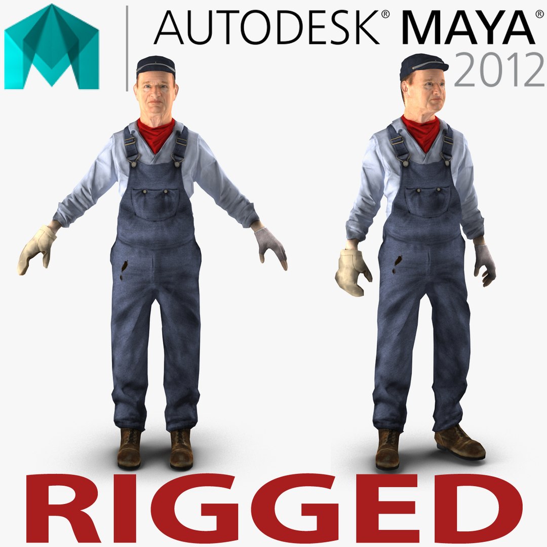 Locomotive Engineer Rigged for Maya 3D model preview