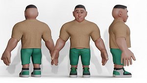 Stylized cartoon Male character fully Rigged Low-poly 3D model