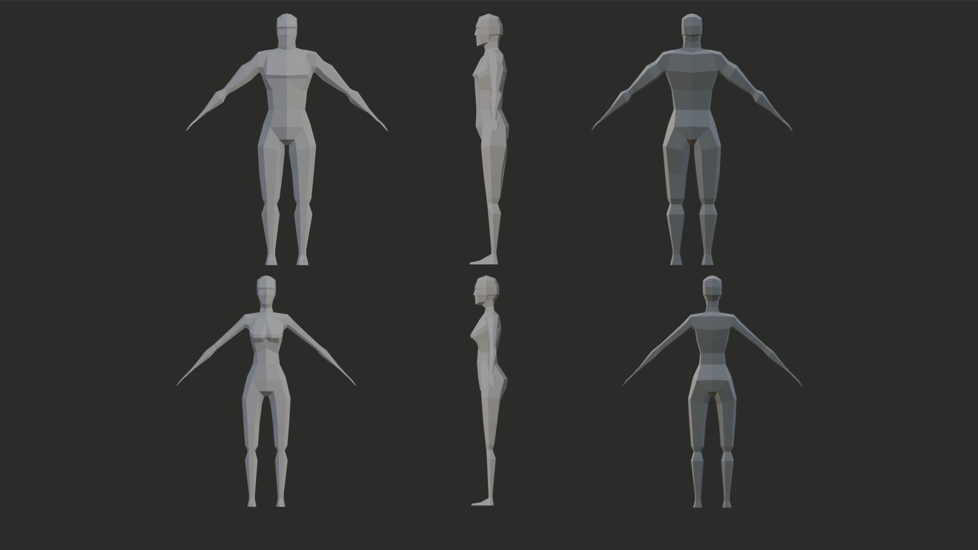 3D Stylized Low Poly Base Human Meshes RIGGED Model - TurboSquid 2614085