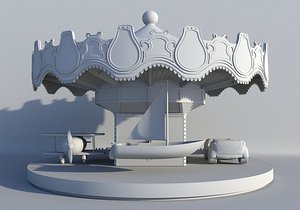 3d model amusement park carousel