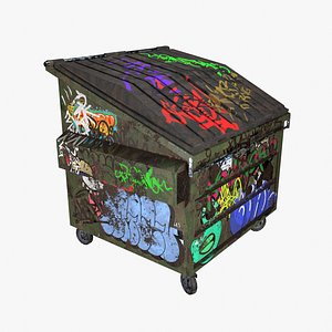 Green Dumpster 2yard Graffiti-Rusty 3D
