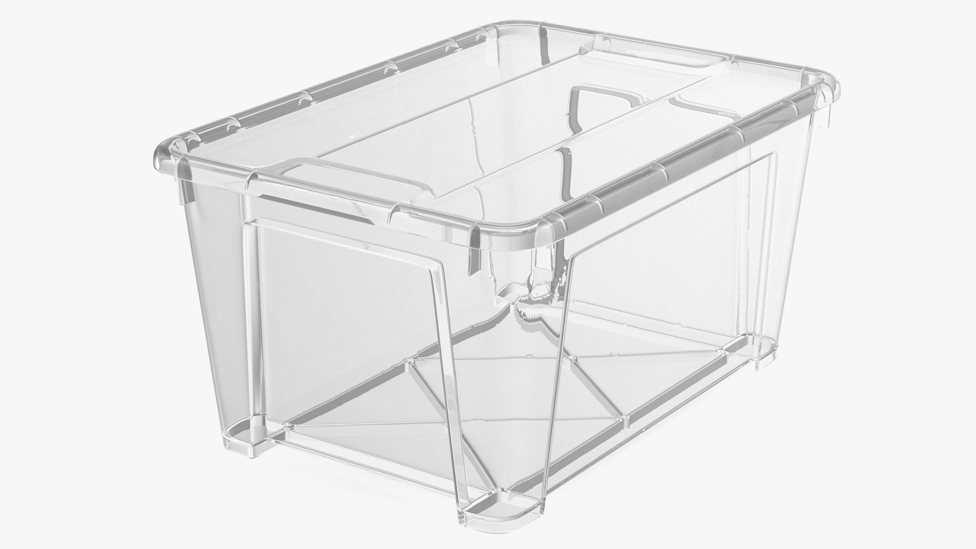 Transparent Plastic Container with Lid 3D model preview