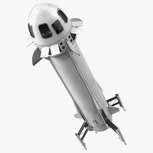 Suborbital Launch Vehicle Rocket Booster with Crew Capsule 3D model
