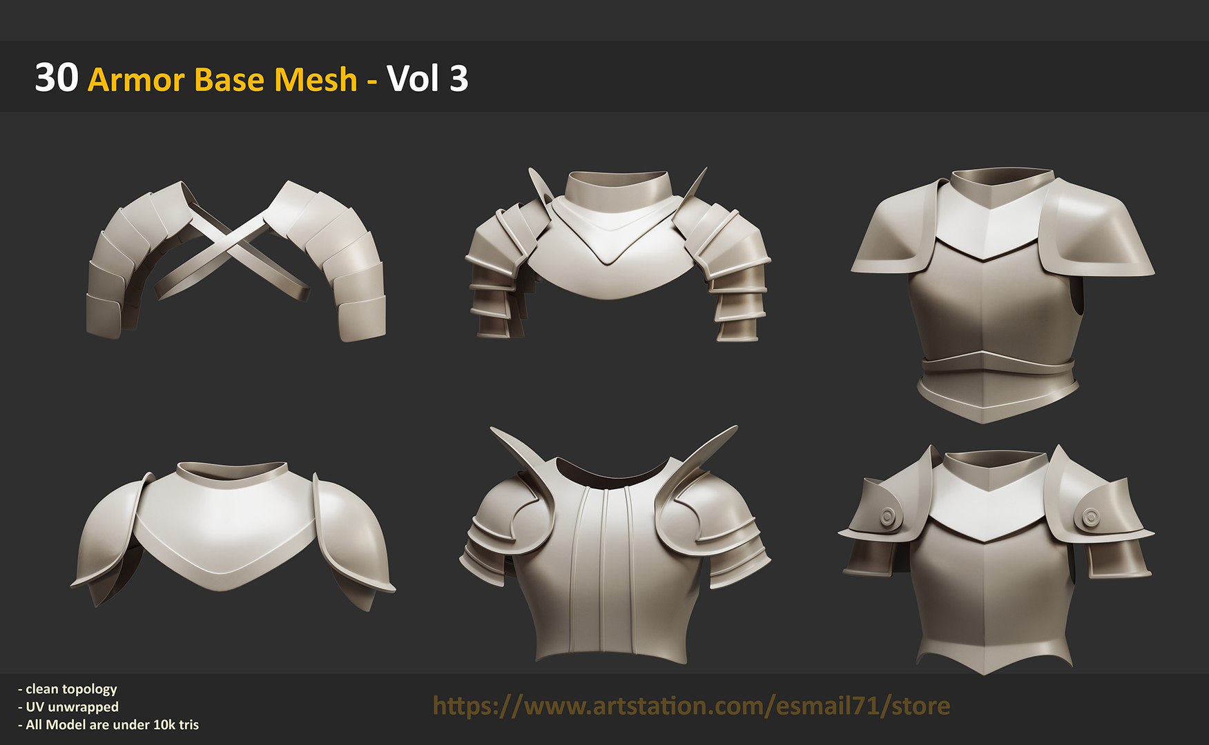 30 Armor Base Mesh - Vol 3 3D Model - TurboSquid 2377955
