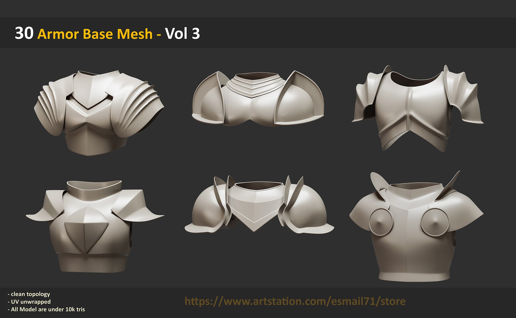 30 Armor Base Mesh - Vol 3 3D Model - TurboSquid 2377955