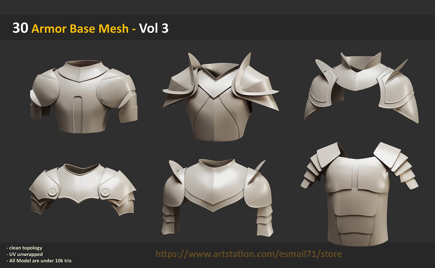 30 Armor Base Mesh - Vol 3 3D Model - TurboSquid 2377955