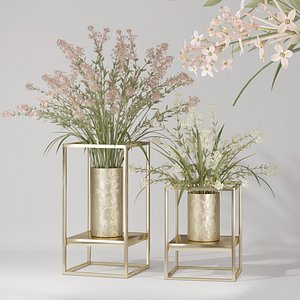Elegant Lilac Cluster Flower Bouquet Vase Pot Decor
