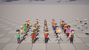Modular Cartoon Character Pack  25 Characters  Animations for Games model
