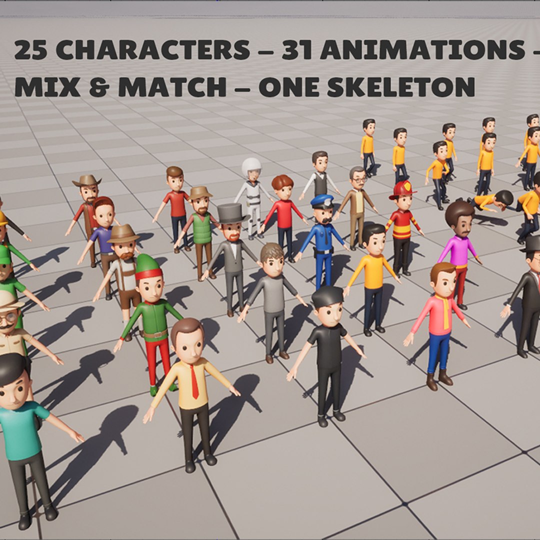 Modular Cartoon Character Pack  25 Characters  Animations for Games model https://p.turbosquid.com/ts-thumb/4g/51YMvJ/w3/thumbnail/jpg/1777174445/1920x1080/fit_q87/1d404cb0ee7e339026f2ada97e95ea2d27f9eebd/thumbnail.jpg