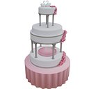 3D Wedding Cake Model Romantic Tiered Dessert with Roses  Swans