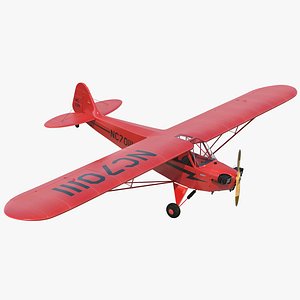 Light Aircraft Piper J-3 Rigged Red