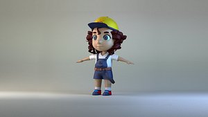 cartoon delivery girl student   toon sister character family child 3D model