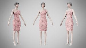 3D Dress 19 Crimson Bloom Lattice model