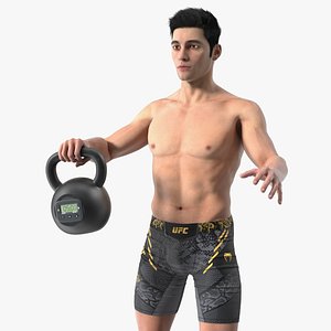 Athlete Holding Digital Timer Kettlebell Fur