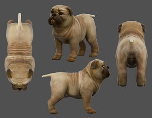 pug dog low-poly 3D model