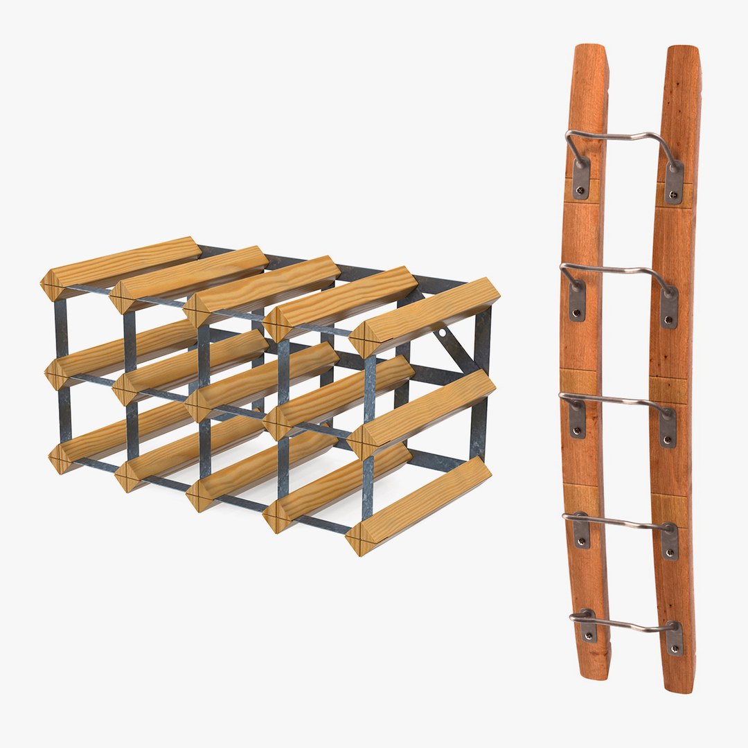 Wooden Wine Racks Collection 3D model preview