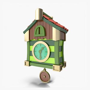 3D model Cartoon clock  Green Cartoon Style