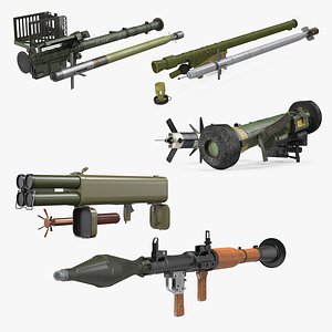 3D Rocket Launchers with Rockets Collection 2 model