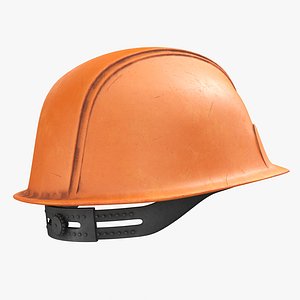 Hard Hat - Construction Gear Orange Dirty 3D model