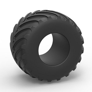 Diecast Monster Jam tire 18 Scale 1 to 25 3D model