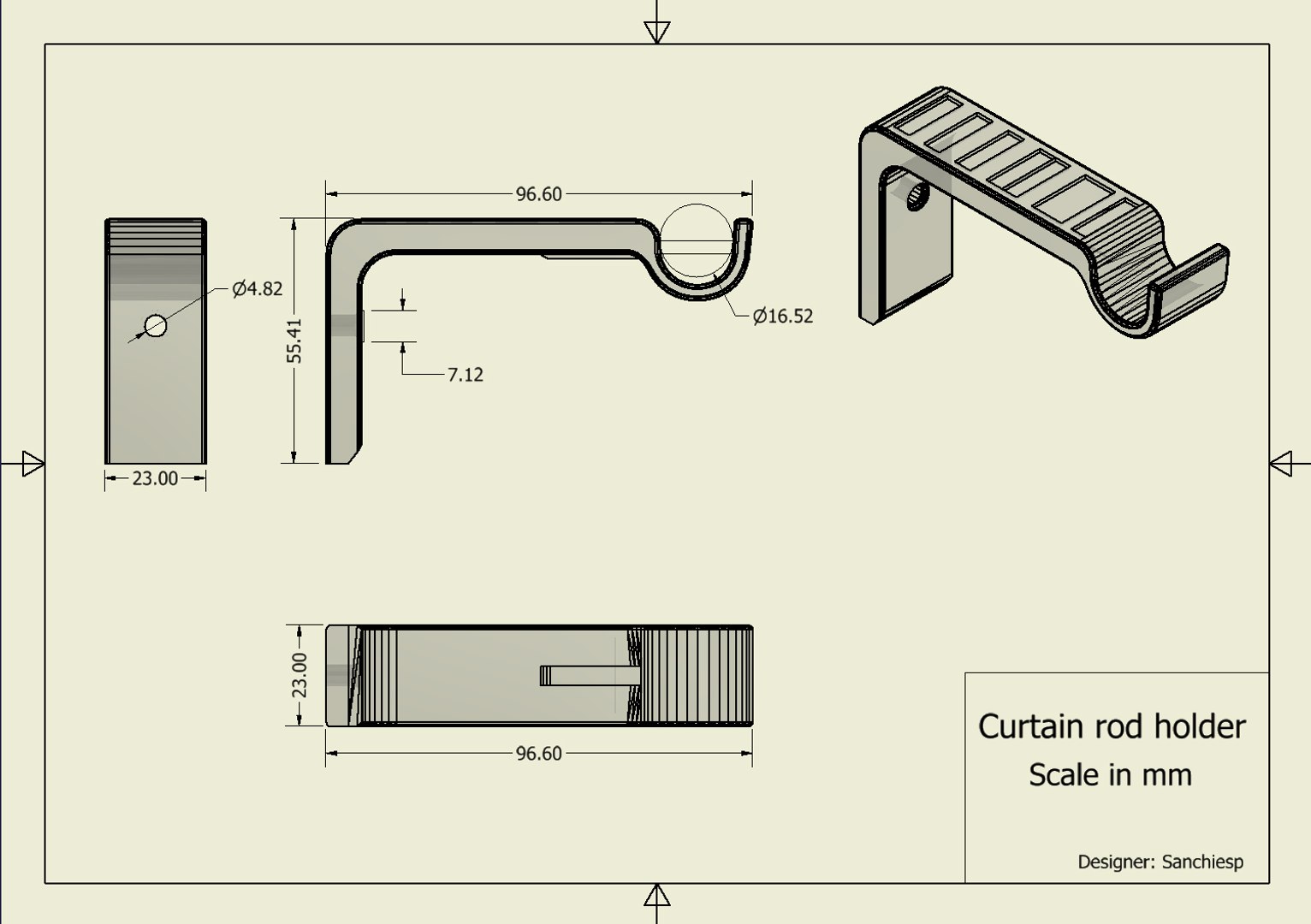3D Model Curtain Rod Holder - TurboSquid 2213409