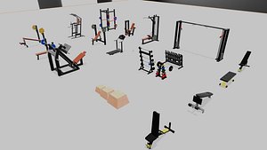 20 PCS GYM MACHINES FITNESS EQUIPMENT 3D model