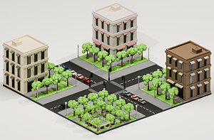 3D Low poly Low Poly Assets - Urban Neighborhood low-poly 3d modelstreet 1