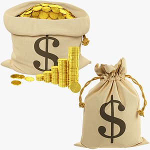 3D Bags of Coins Collection V2 model