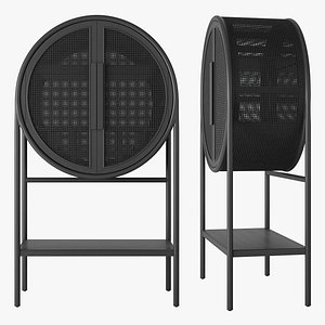 3D model Crate and Barrel West Charcoal Cane Bar Cabinet