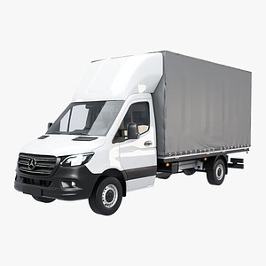 Mercedes Sprinter Curtain Side Tautliner Van 3D Model PBR Textures