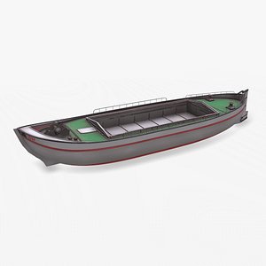 Small River Barge Boat Low-poly PBR 3D model