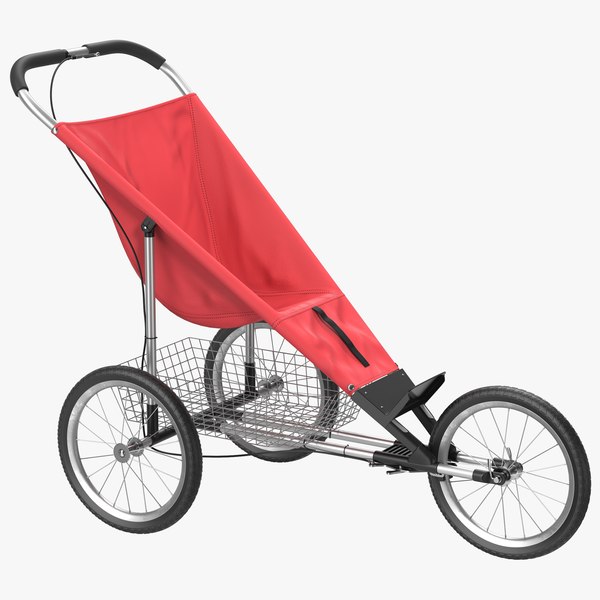 jogging stroller red 3d model