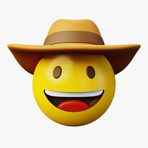 3D model Cowboy Emoticon Emoji or Smiley