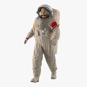Chinese Astronaut Wearing Space Suit Feitian Rigged