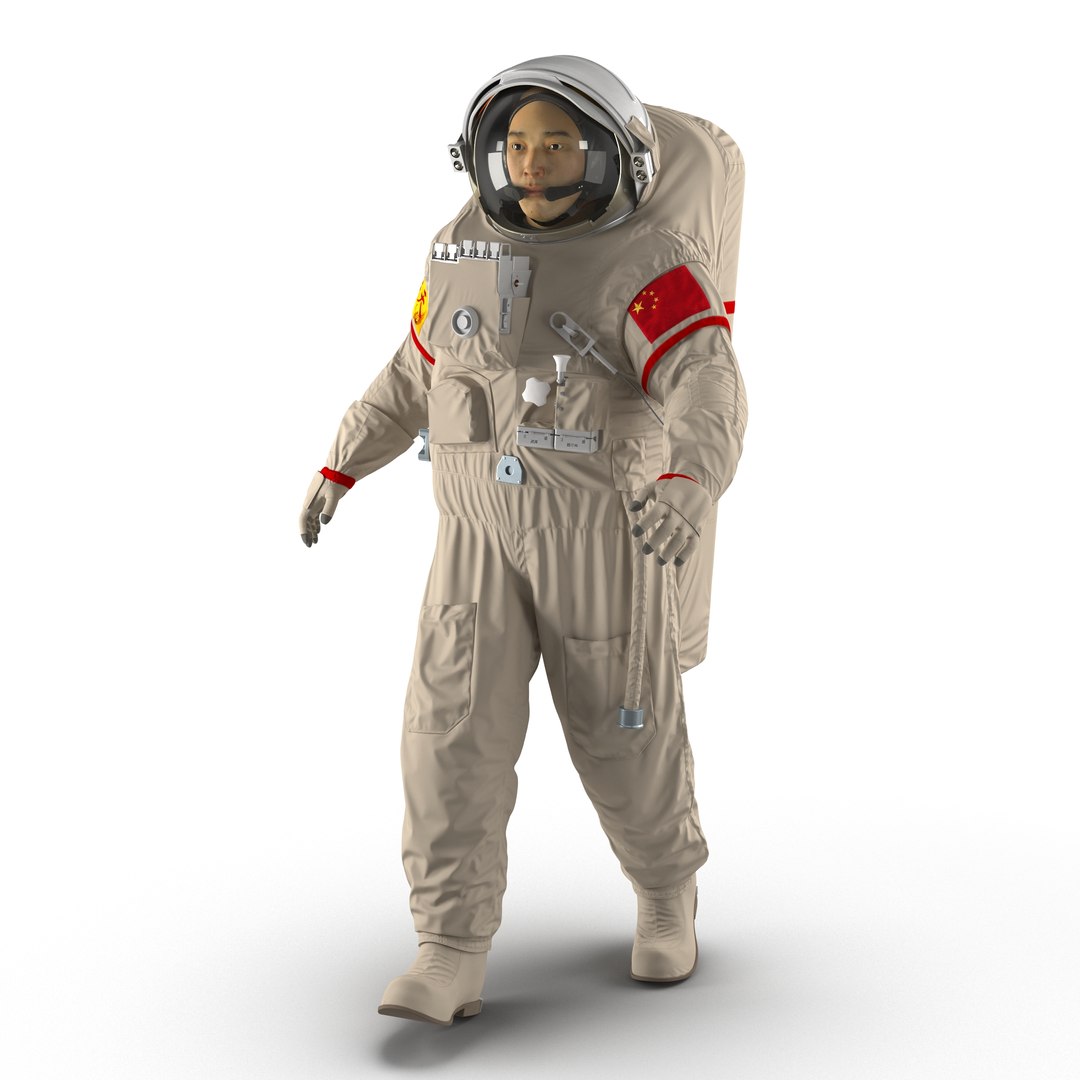 Chinese Astronaut Wearing Space Suit Feitian Rigged 3D model preview