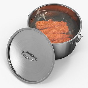 Cooking Pot with Boiling Corn on the Cob