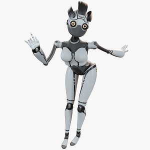 Cute Robot Girl - Female Sci-fi Robot - Game and Film Ready WHITE 3D