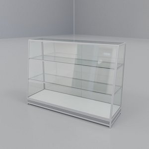 3D model Retail Display Case - ShowCase - Stainless Steel Glass - Counter Glass - Steling - Etalase